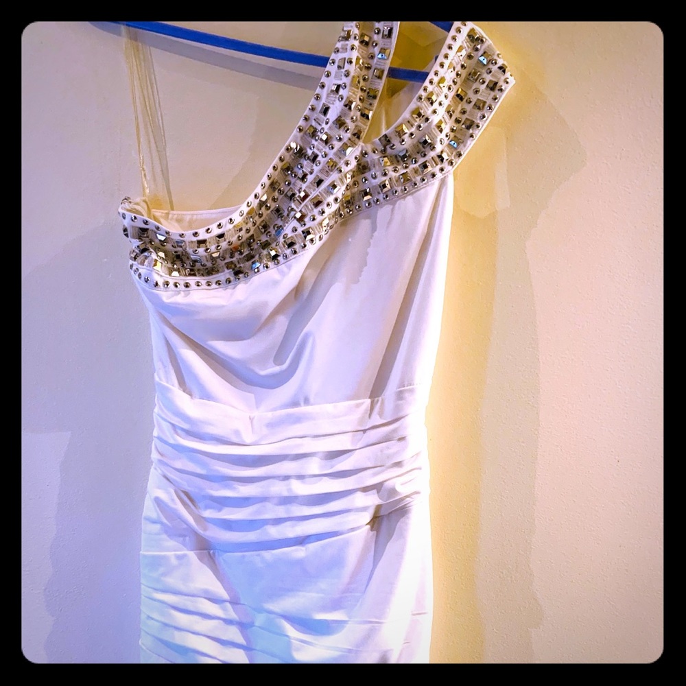White Mini Dress w/ Rhinestone